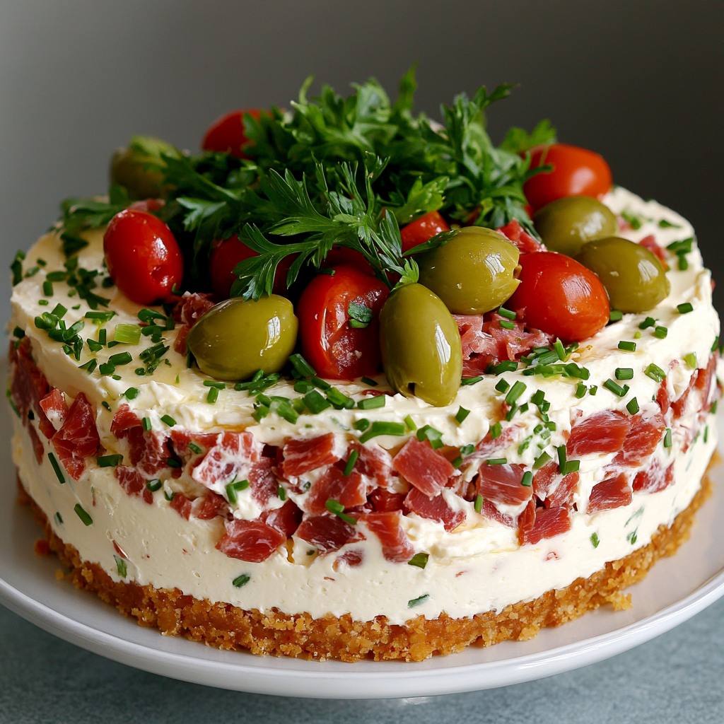 Солен чиизкейк с маслини