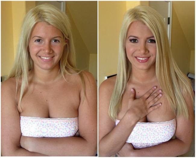 момичета преди и след гримирането