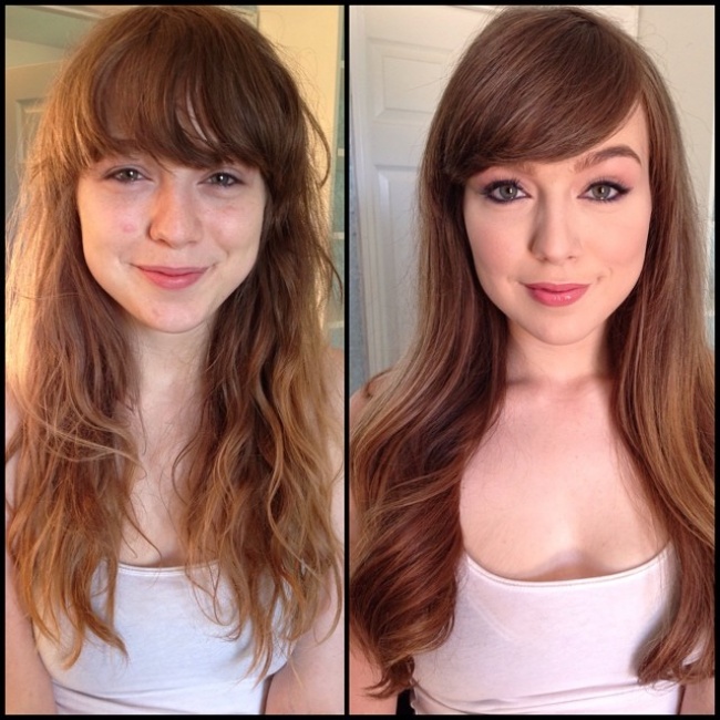 момичета преди и след гримирането